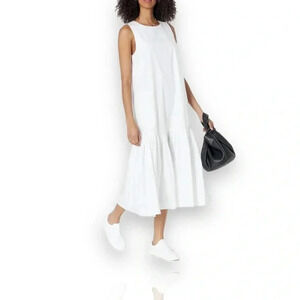 Small The Drop Women's Ilana Loose Sleeveless Wide-Hem Poplin Maxi Dress